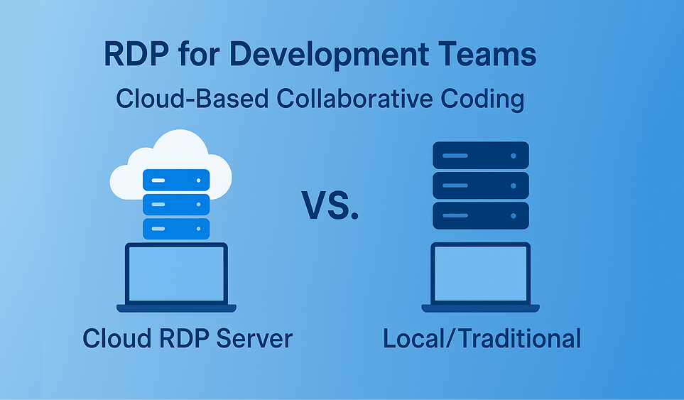 Cloud Server vs RDP comparison image showing secure remote desktop, cloud hosting, and business remote access solutions.
